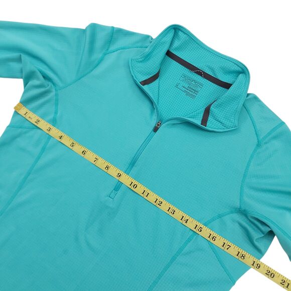 Patagonia Capilene Baselayer Womens Medium Green Midweight Thumbhole 1/2 Zip - Picture 10 of 12